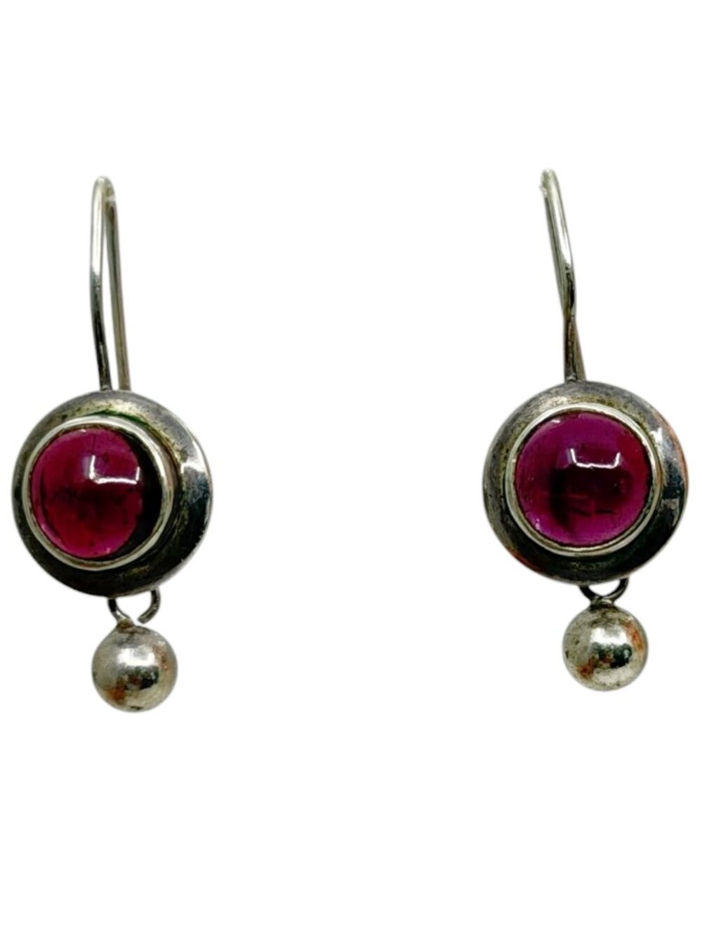 Hand Made sterling silver garnet drop earrings - GM560